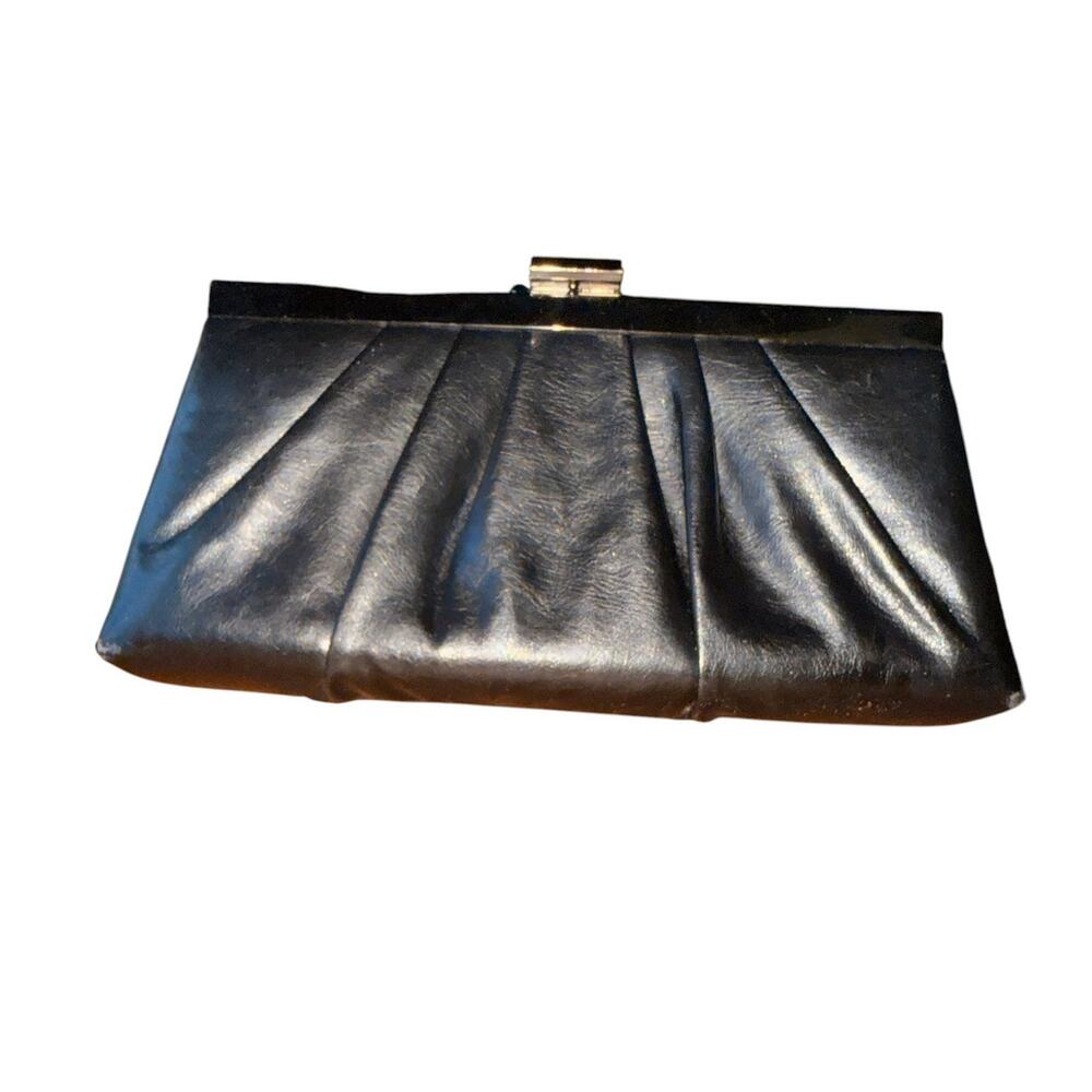 Vintage Gunne Sax Women's Black Pleated Evening Clutch Bag Formal Clasp Purse